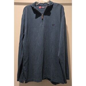 Chaps Mens XL Blue Quarter Zip Long Sleeve‎ Pullover Casual Shirt